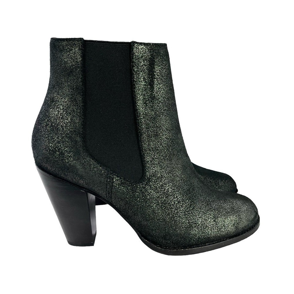 Thursday Boot Co Metallic Black Chelsea Heel Ankle Boot Western Chic Y2K Women 8